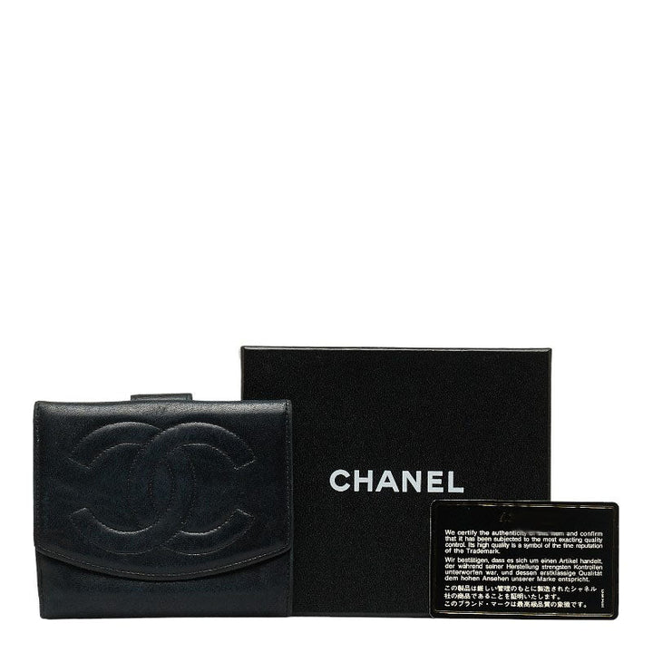 Top Quality Chanel DECACOCO Double Hook Fed Wallet Black Leather  CHANEL