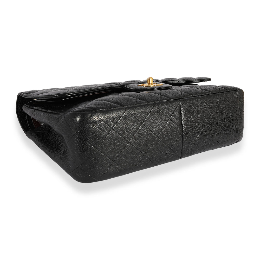 Chanel Black Quilted Caviar Jumbo Classic Double New Bag