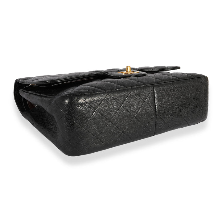 Chanel Black Quilted Caviar Jumbo Classic Double New Bag