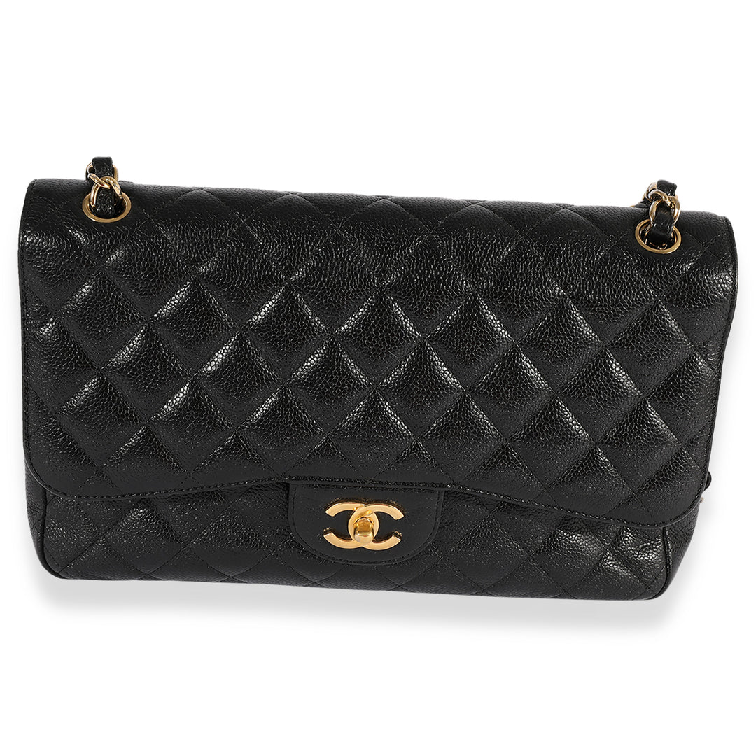 Chanel Black Quilted Caviar Jumbo Classic Double New Bag