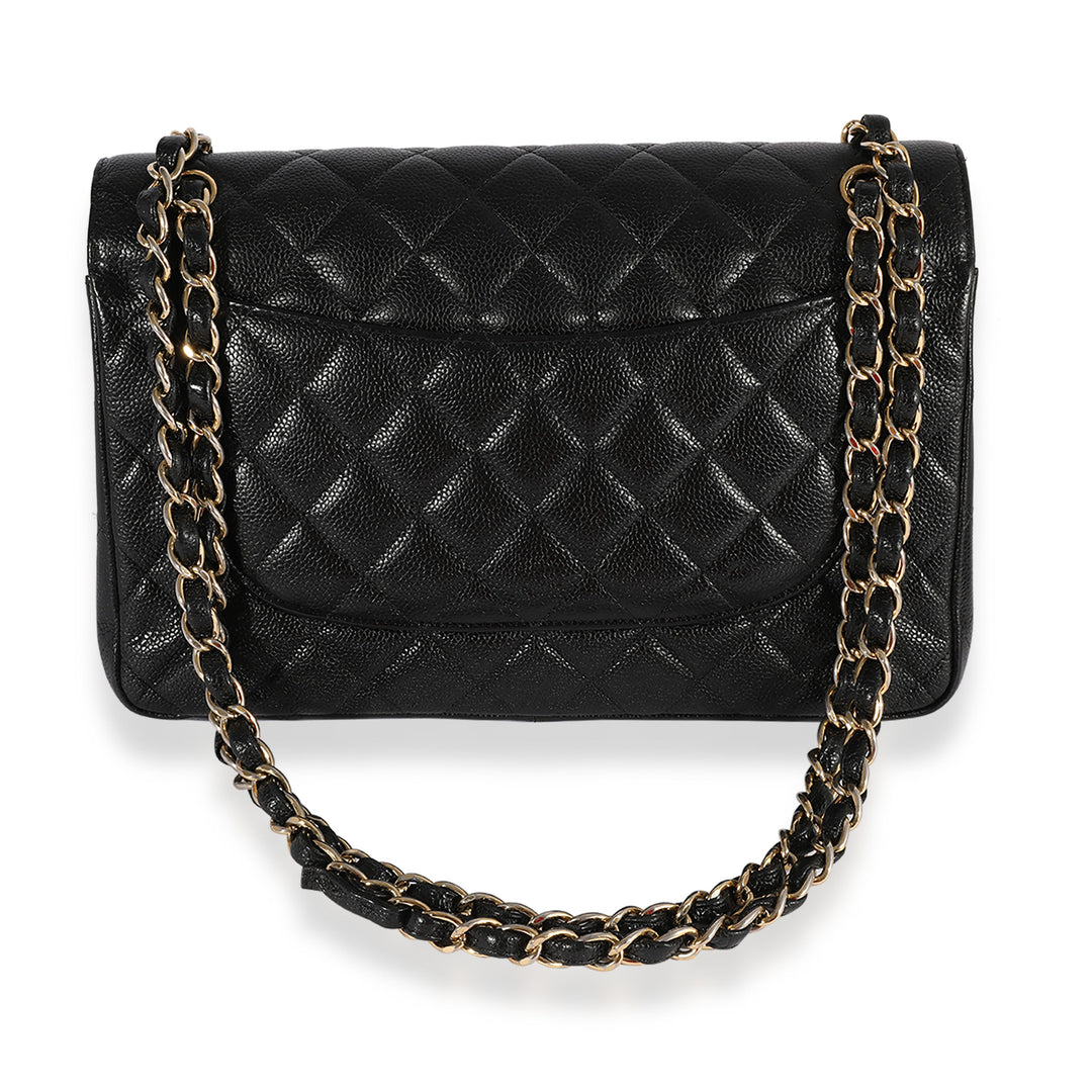 Chanel Black Quilted Caviar Jumbo Classic Double New Bag