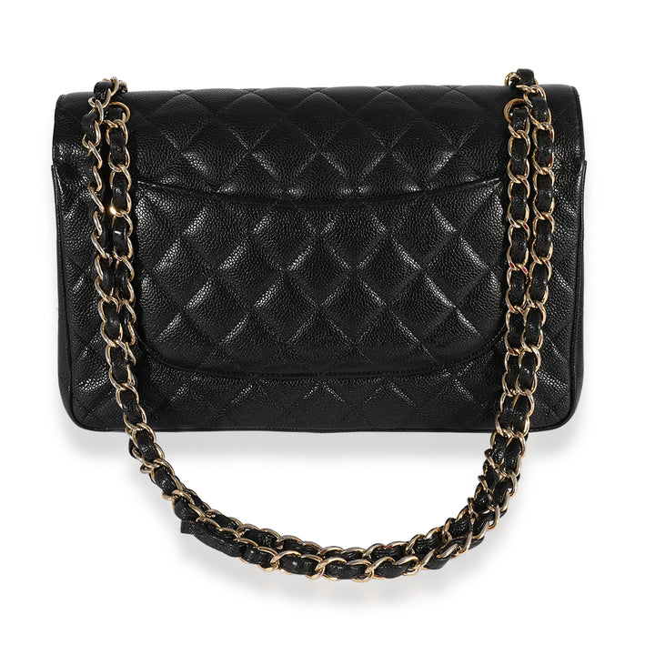 Chanel Black Quilted Caviar Jumbo Classic Double New Bag