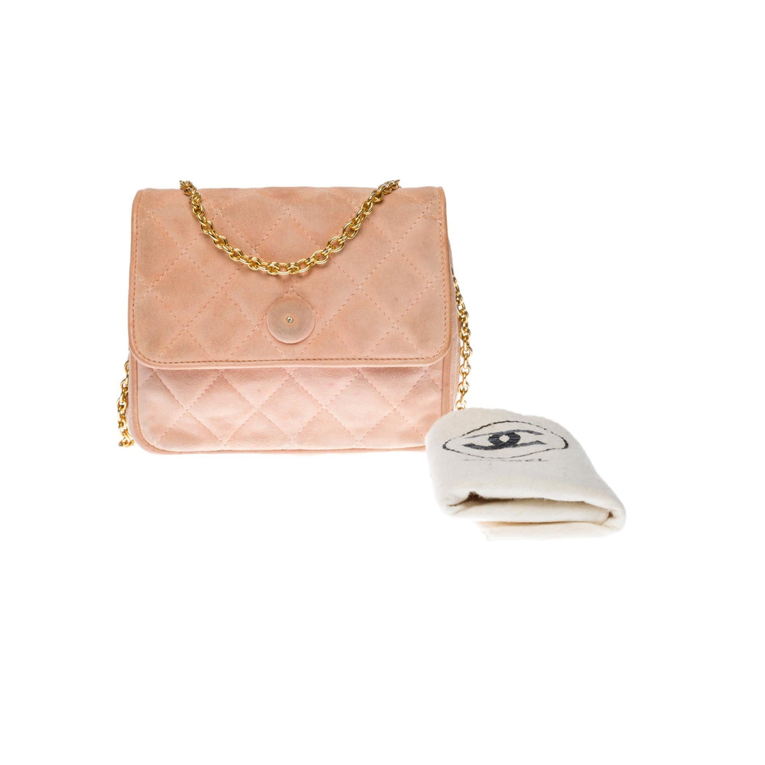 Top Quality Chanel Classic Mini shoulder New Bag in pink quilted suede, GHW