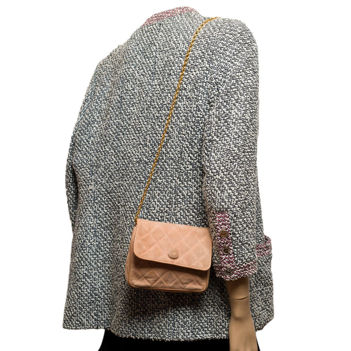 Top Quality Chanel Classic Mini shoulder New Bag in pink quilted suede, GHW