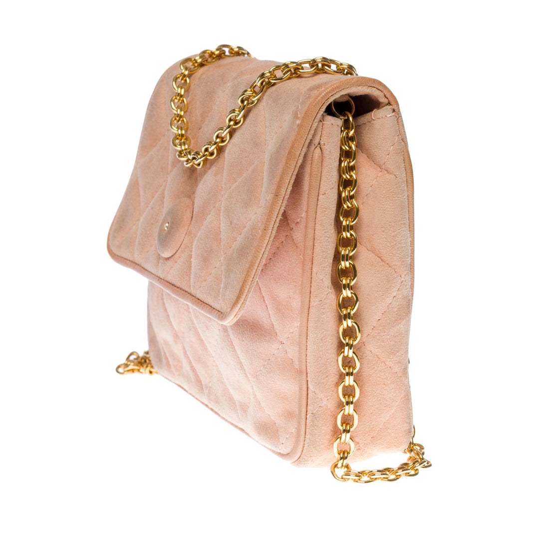 Top Quality Chanel Classic Mini shoulder New Bag in pink quilted suede, GHW