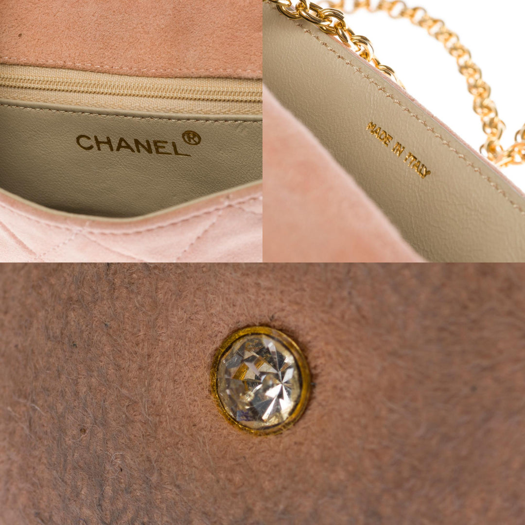 Top Quality Chanel Classic Mini shoulder New Bag in pink quilted suede, GHW