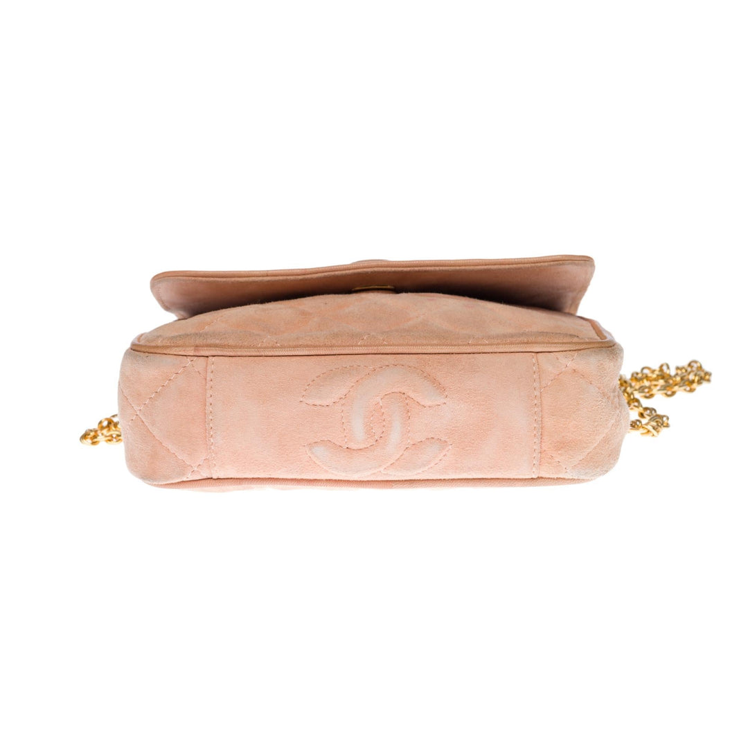 Top Quality Chanel Classic Mini shoulder New Bag in pink quilted suede, GHW