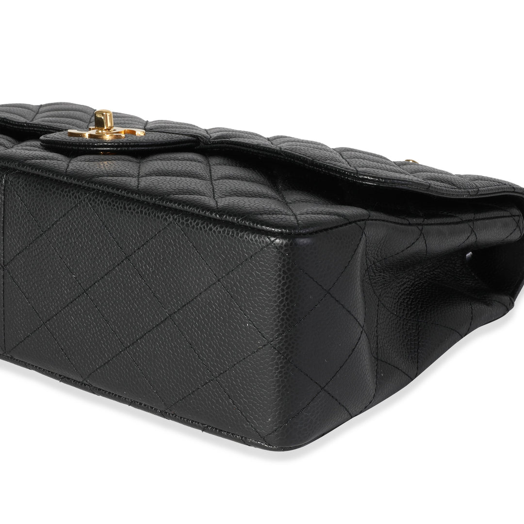 Chanel Black Quilted Caviar Jumbo Classic Single New Bag