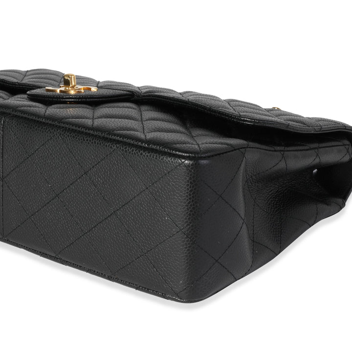 Chanel Black Quilted Caviar Jumbo Classic Single New Bag