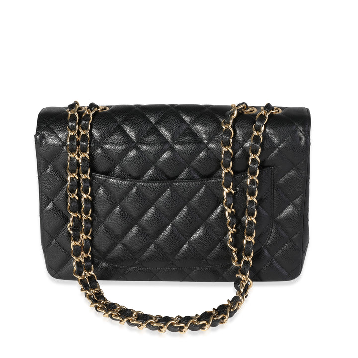 Chanel Black Quilted Caviar Jumbo Classic Single New Bag