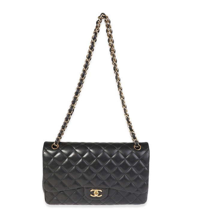 Chanel Black Quilted Lambskin Jumbo Classic Double New Bag