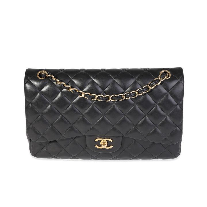 Chanel Black Quilted Lambskin Jumbo Classic Double New Bag