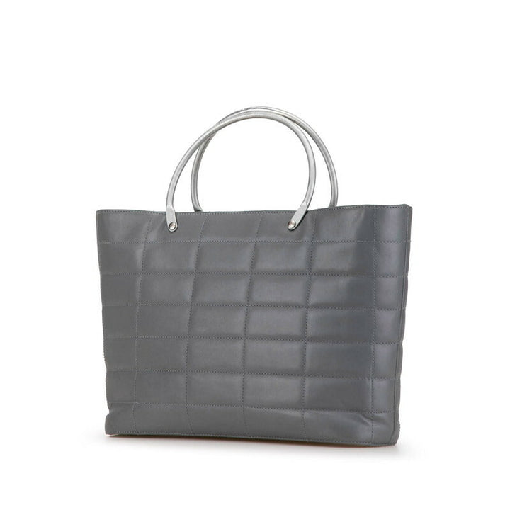 Top Quality Chanel Chocolate Bar Handbag Gray Silver Leather
