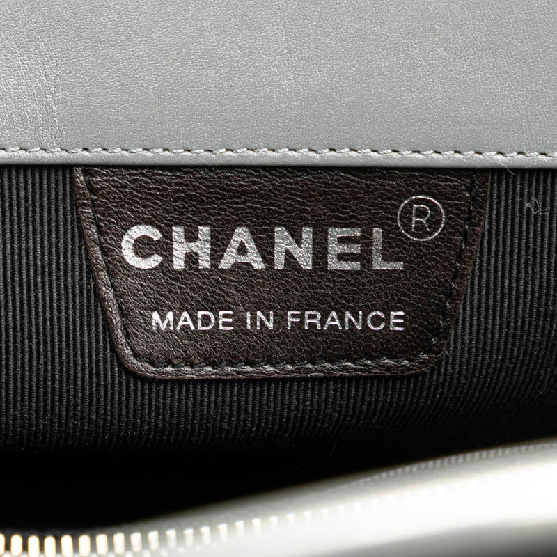 Top Quality Chanel Chocolate Bar Handbag Gray Silver Leather