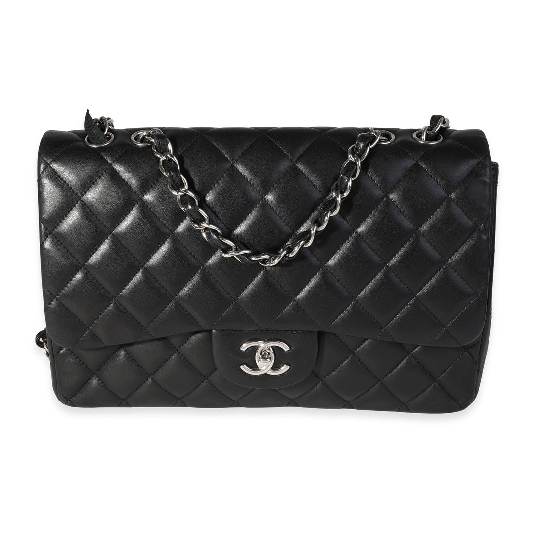 Chanel Black Quilted Lambskin Jumbo Classic Single New Bag