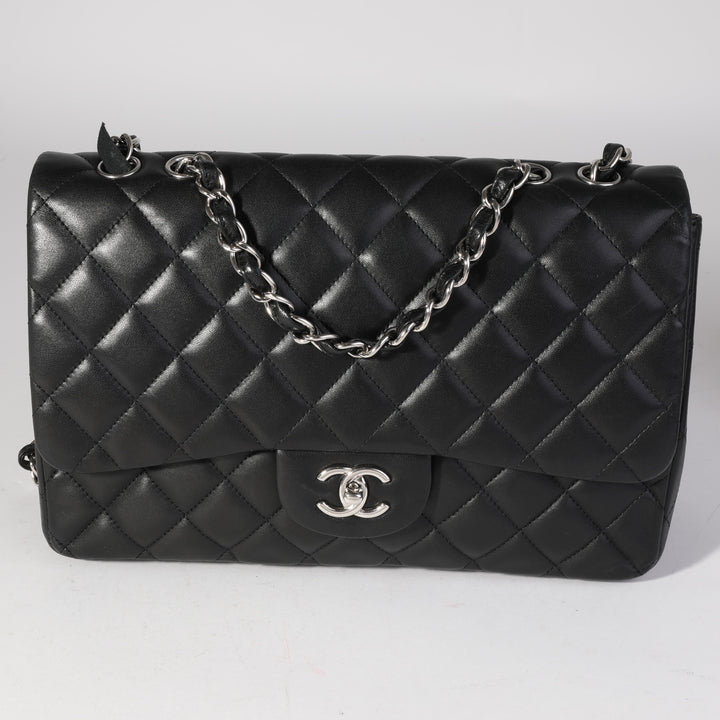 Chanel Black Quilted Lambskin Jumbo Classic Single New Bag