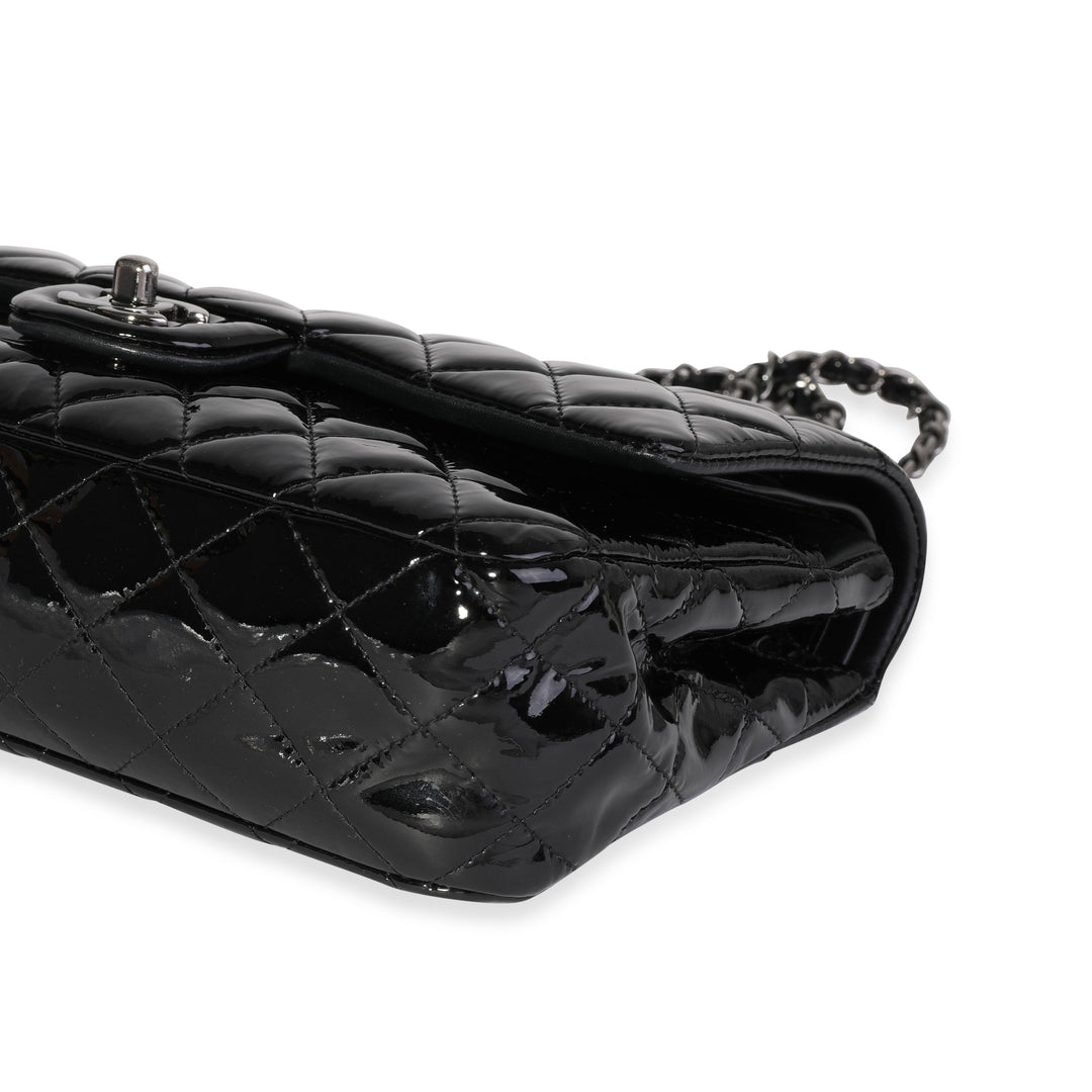 Chanel Black Quilted Patent Leather Medium Classic Double New Bag