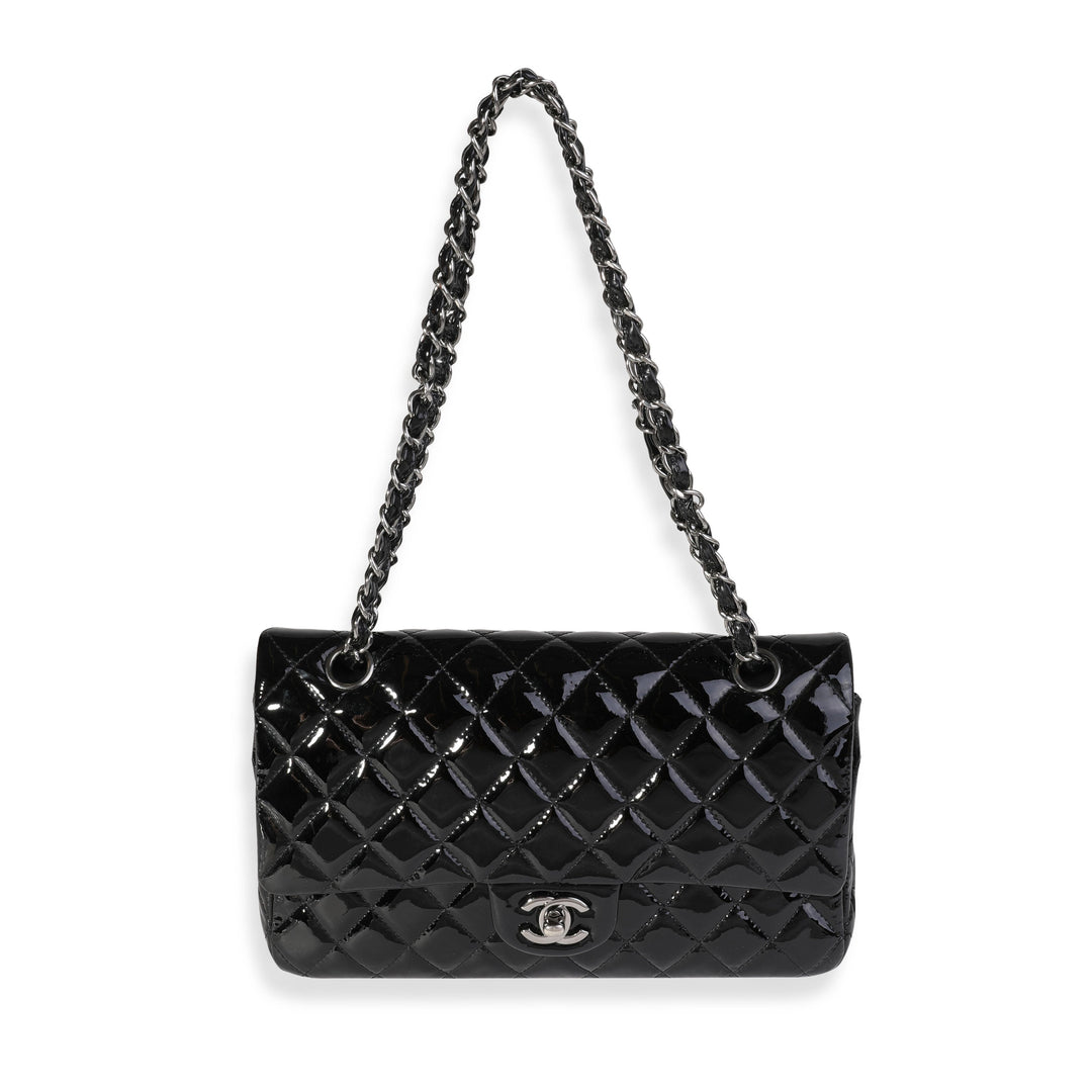 Chanel Black Quilted Patent Leather Medium Classic Double New Bag