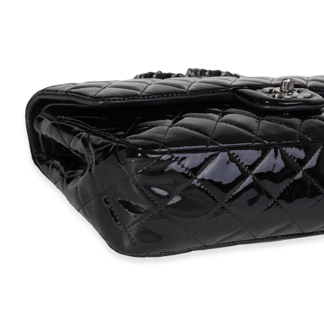 Chanel Black Quilted Patent Leather Medium Classic Double New Bag