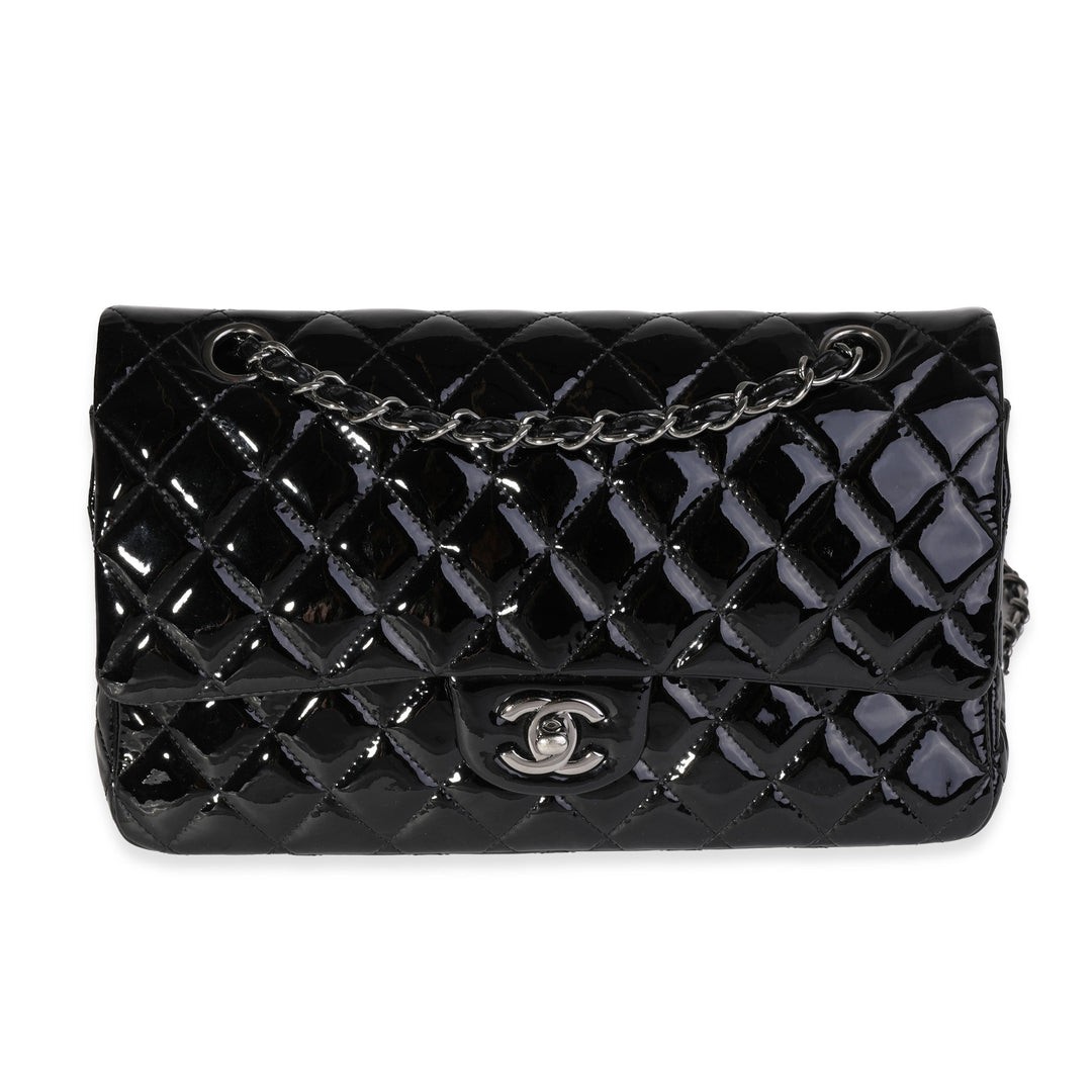Chanel Black Quilted Patent Leather Medium Classic Double New Bag