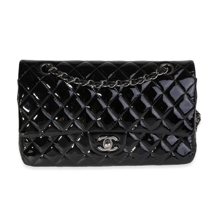 Chanel Black Quilted Patent Leather Medium Classic Double New Bag