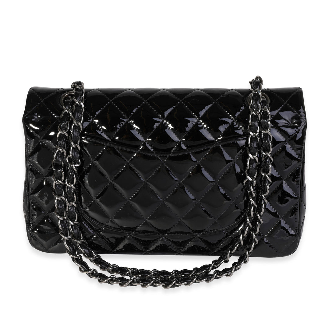 Chanel Black Quilted Patent Leather Medium Classic Double New Bag