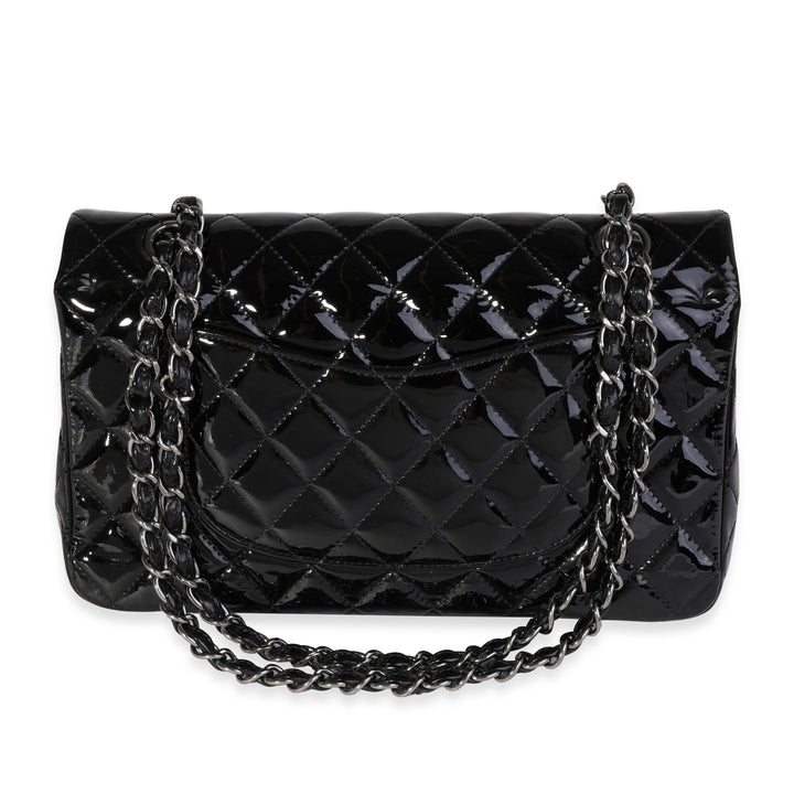 Chanel Black Quilted Patent Leather Medium Classic Double New Bag