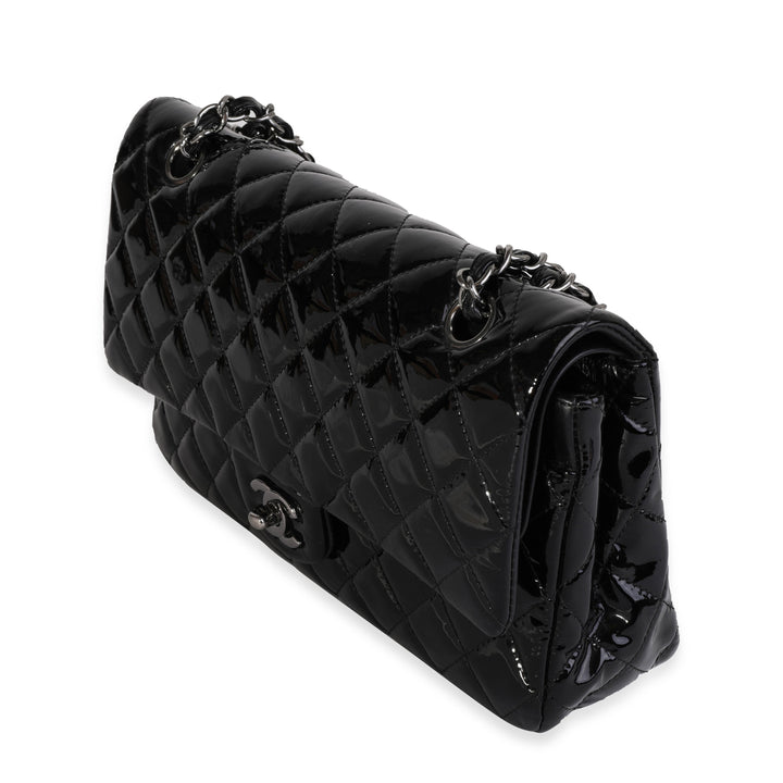 Chanel Black Quilted Patent Leather Medium Classic Double New Bag