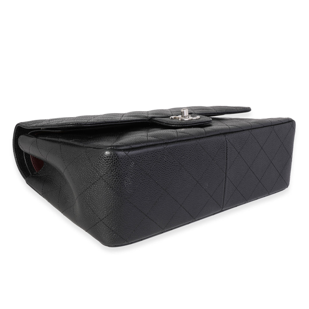 Chanel Black Quilted Caviar Jumbo Classic Double New Bag