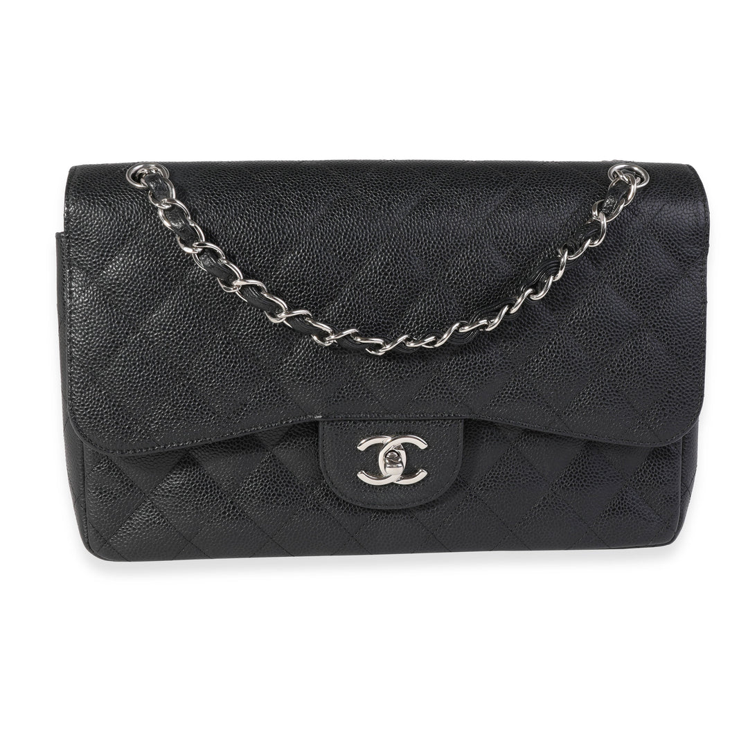 Chanel Black Quilted Caviar Jumbo Classic Double New Bag
