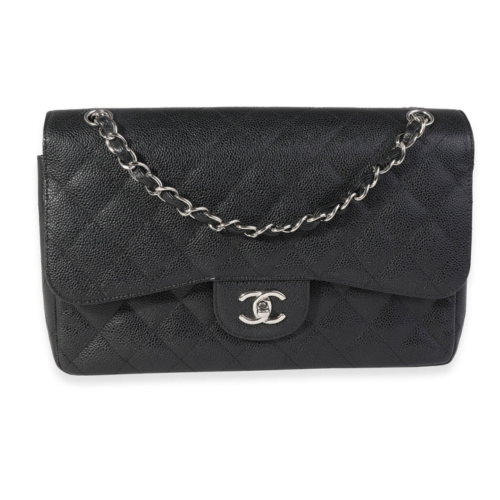 Chanel Black Quilted Caviar Jumbo Classic Double New Bag