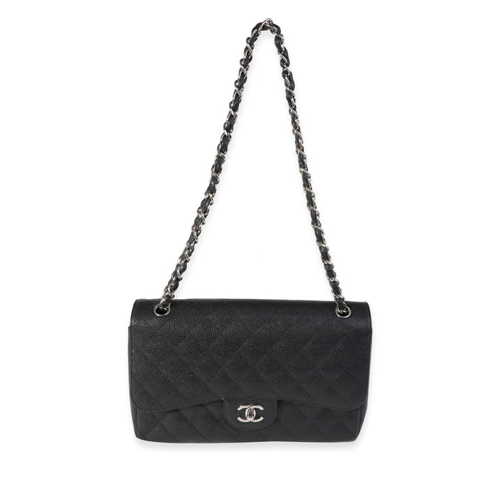 Chanel Black Quilted Caviar Jumbo Classic Double New Bag