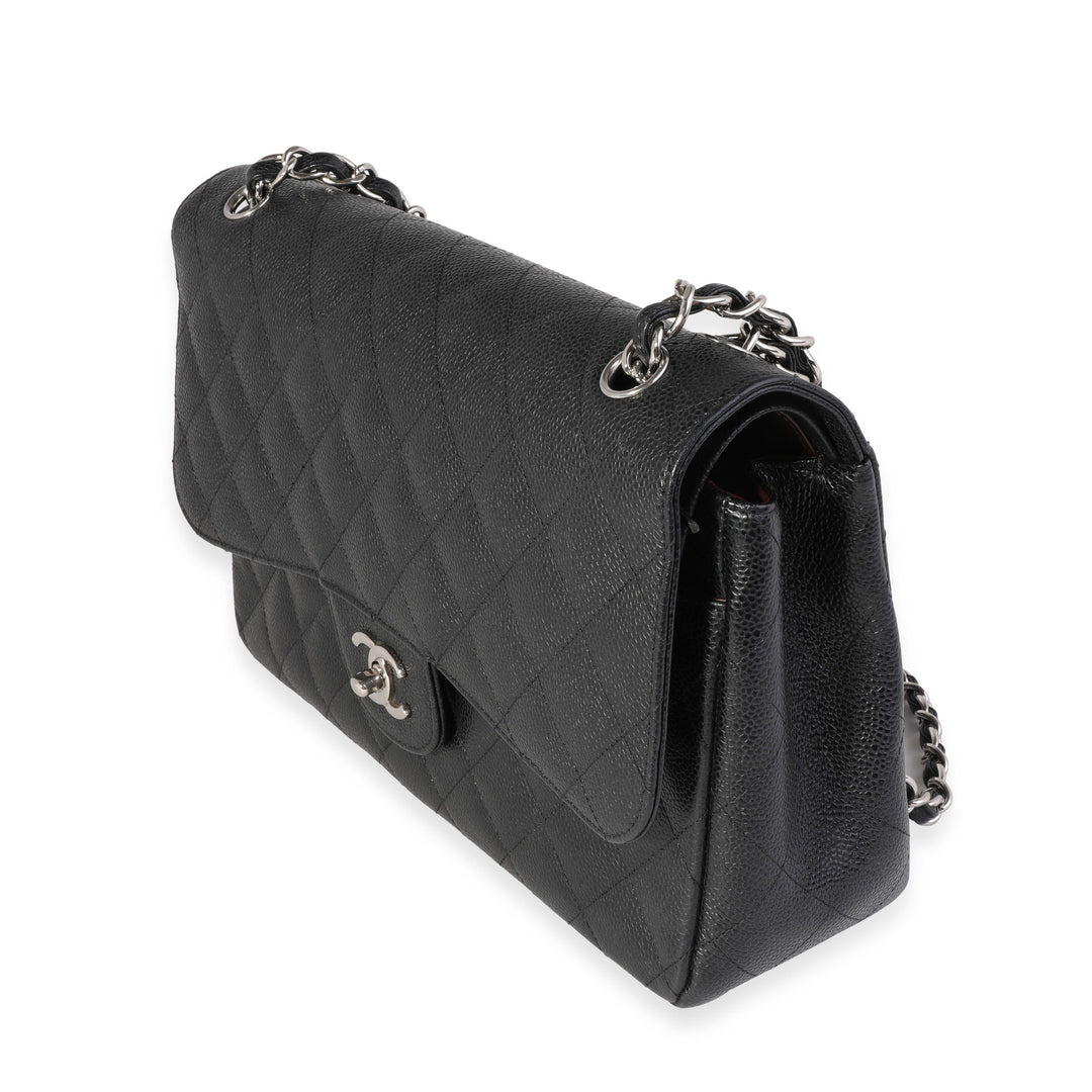 Chanel Black Quilted Caviar Jumbo Classic Double New Bag