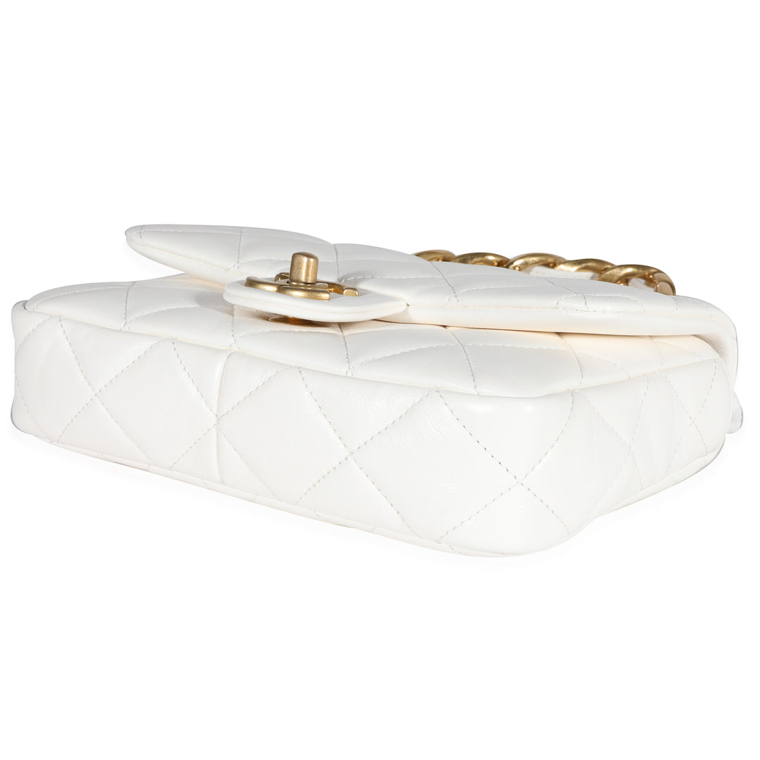 Chanel White Quilted Lambskin Small Funky Town New Bag