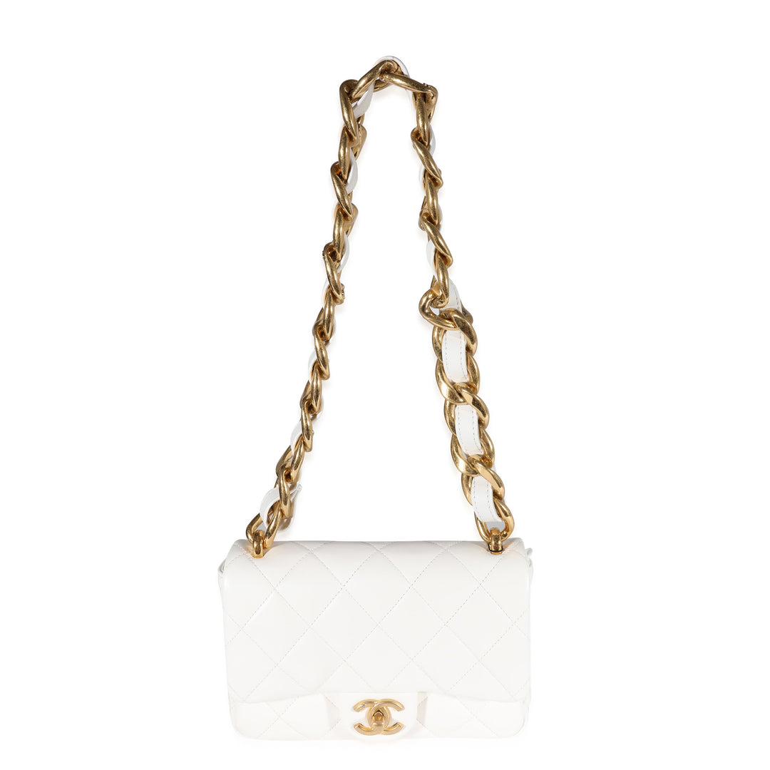 Chanel White Quilted Lambskin Small Funky Town New Bag