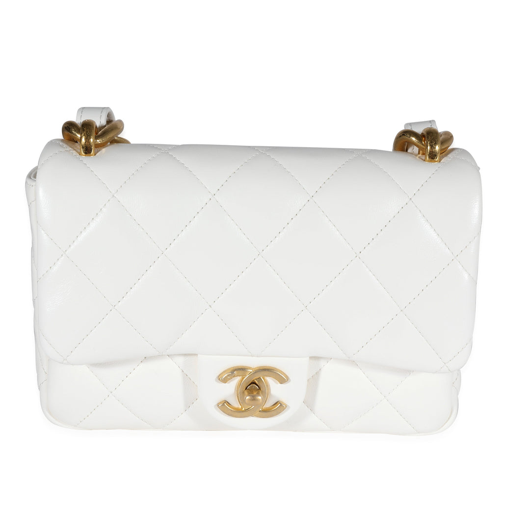 Chanel White Quilted Lambskin Small Funky Town New Bag