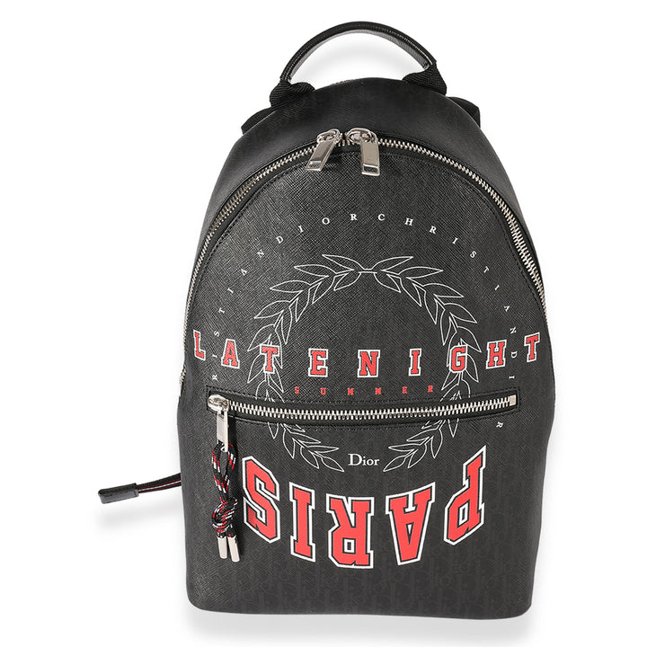 CHRISTIAN Top quality Dior Homme Black Coated Canvas Late Night Backpack