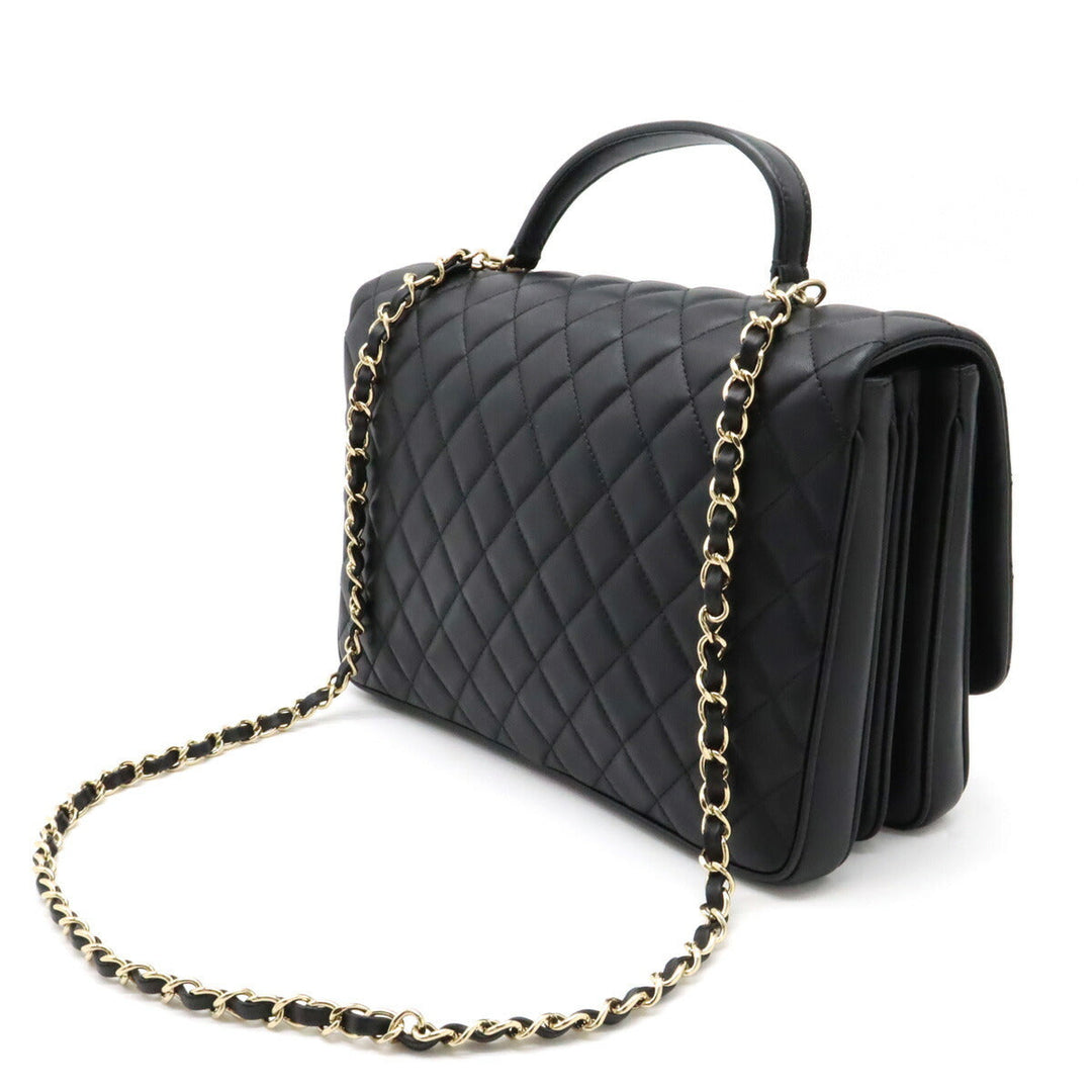 Chanel Lambskin Top Handle Matelasse Coco Mark Handbag