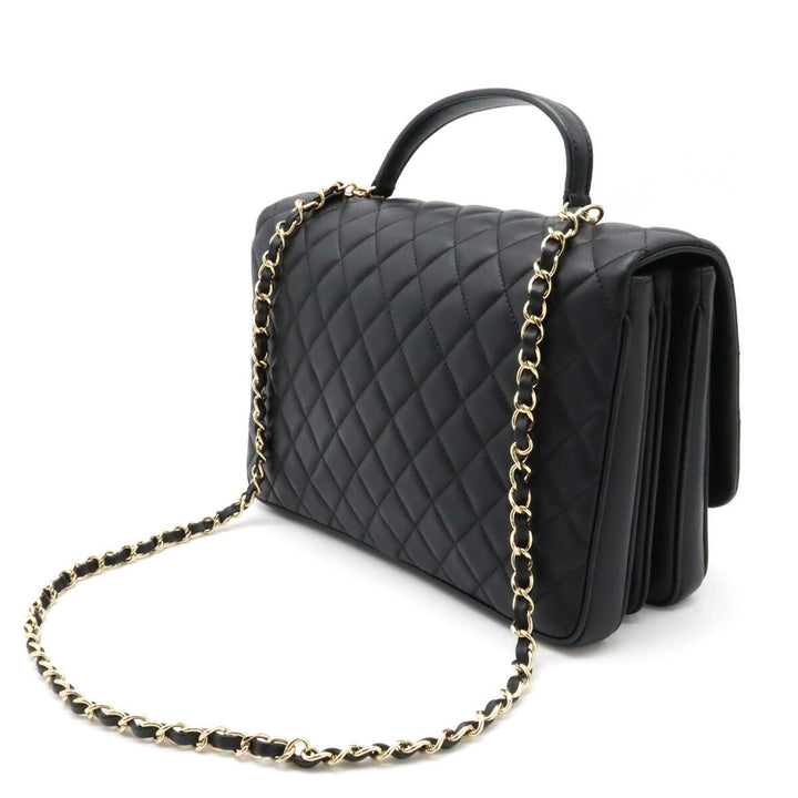 Chanel Lambskin Top Handle Matelasse Coco Mark Handbag