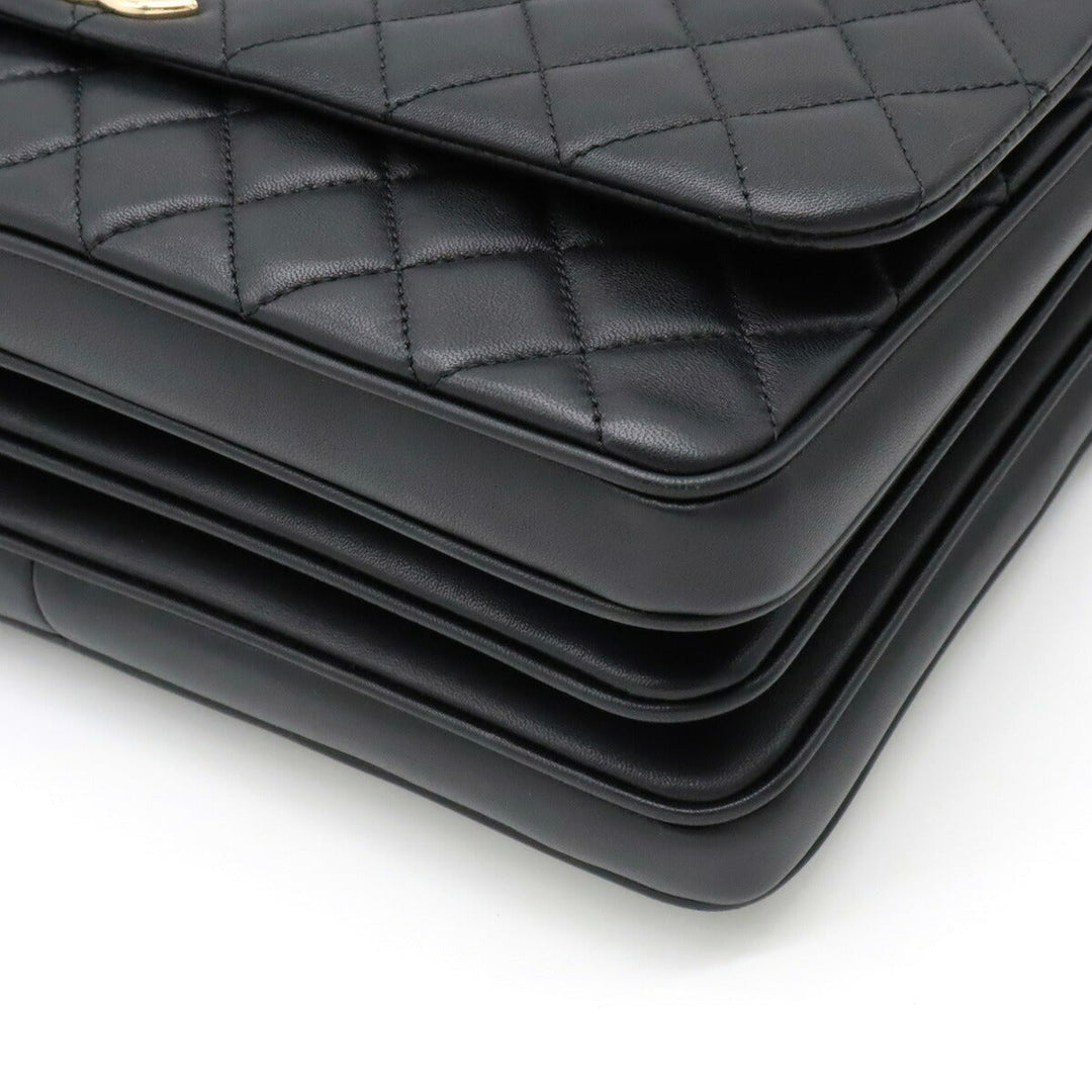 Chanel Lambskin Top Handle Matelasse Coco Mark Handbag