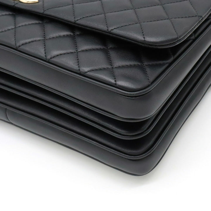 Chanel Lambskin Top Handle Matelasse Coco Mark Handbag