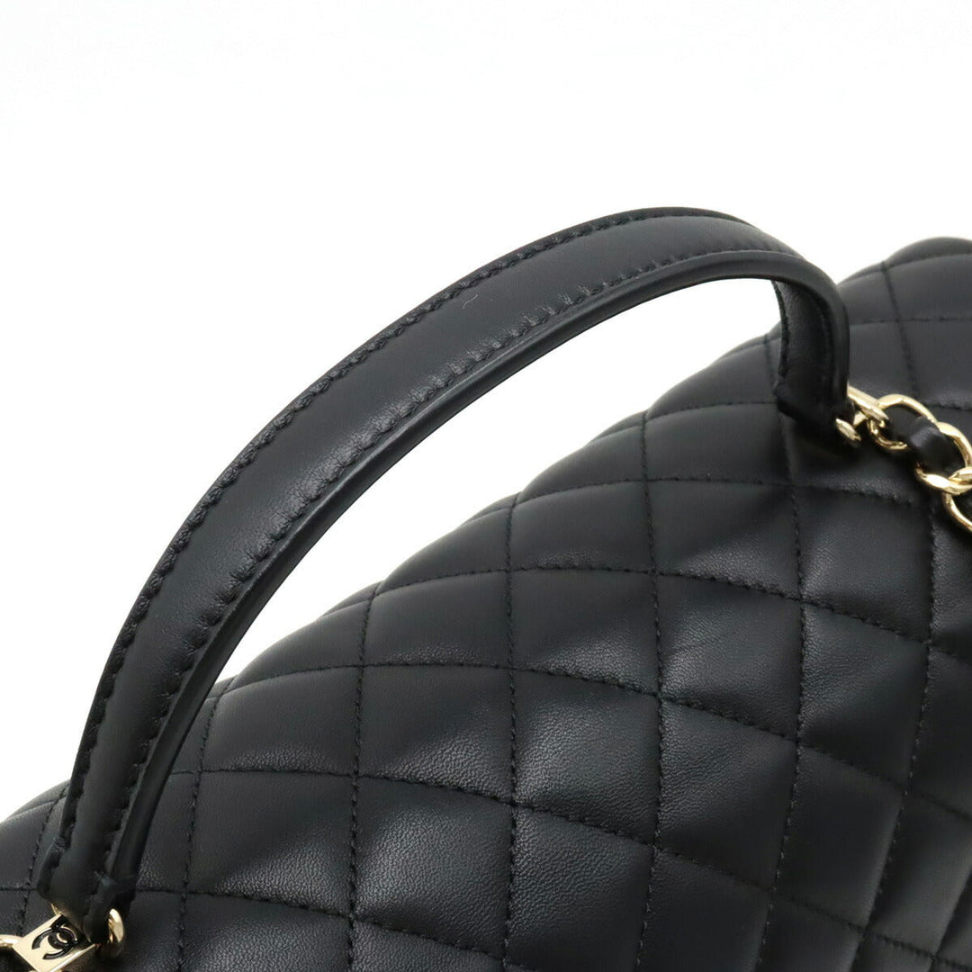 Chanel Lambskin Top Handle Matelasse Coco Mark Handbag