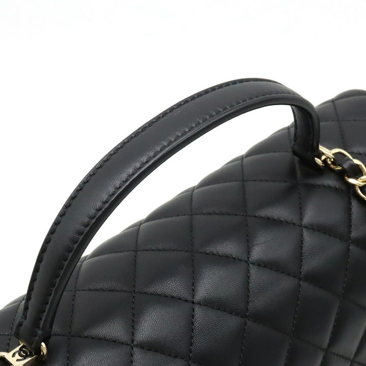 Chanel Lambskin Top Handle Matelasse Coco Mark Handbag