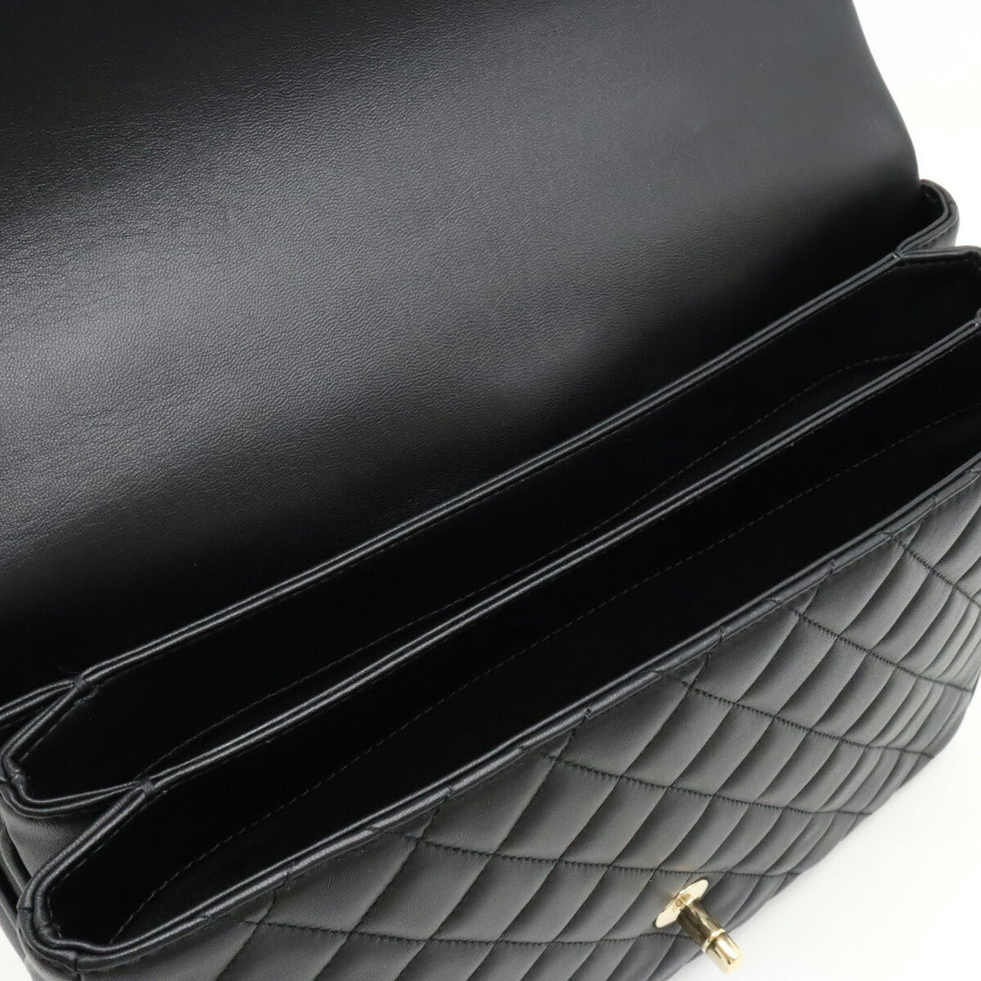 Chanel Lambskin Top Handle Matelasse Coco Mark Handbag