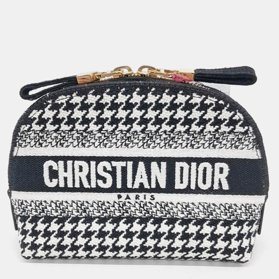 Top quality Dior Christian Black/White Canvas Caro Cosmetic Pouch
