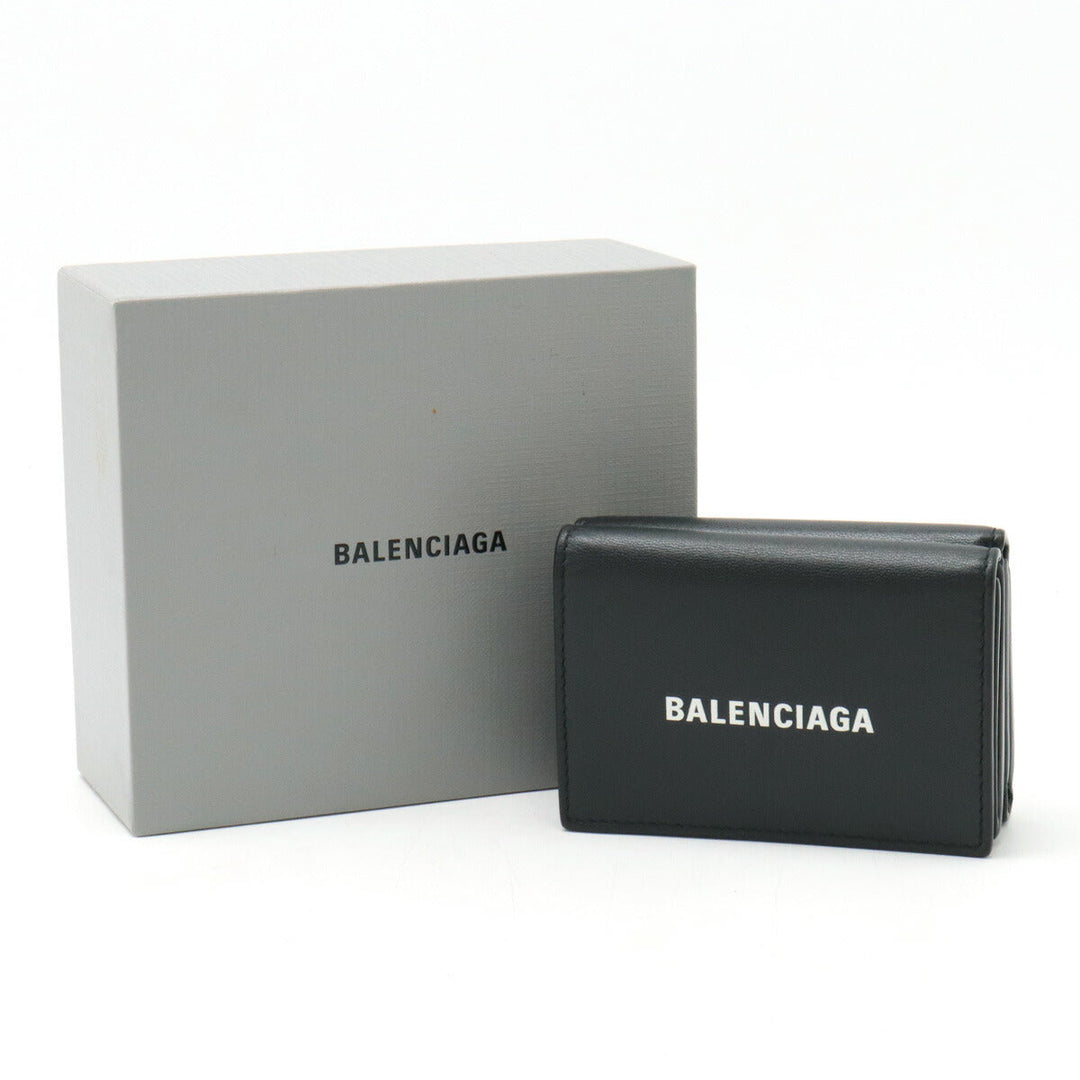 Top Quality Balenciaga Everyday Mini Wallet Leather Black