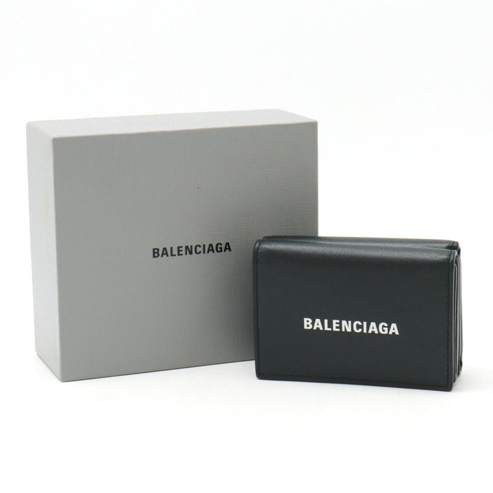 Top Quality Balenciaga Everyday Mini Wallet Leather Black
