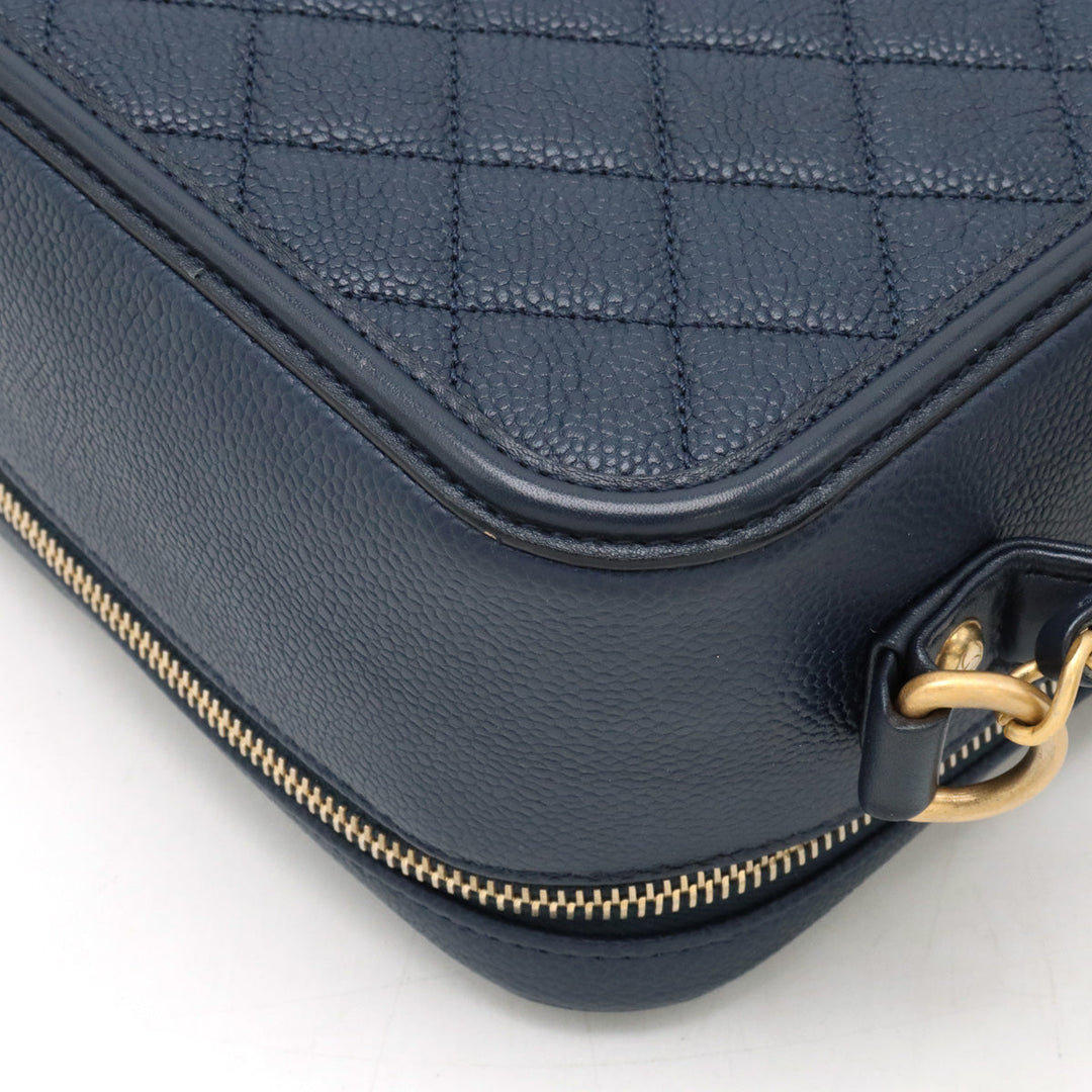 Chanel Caviar Skin Vanity Case Handbag Navy