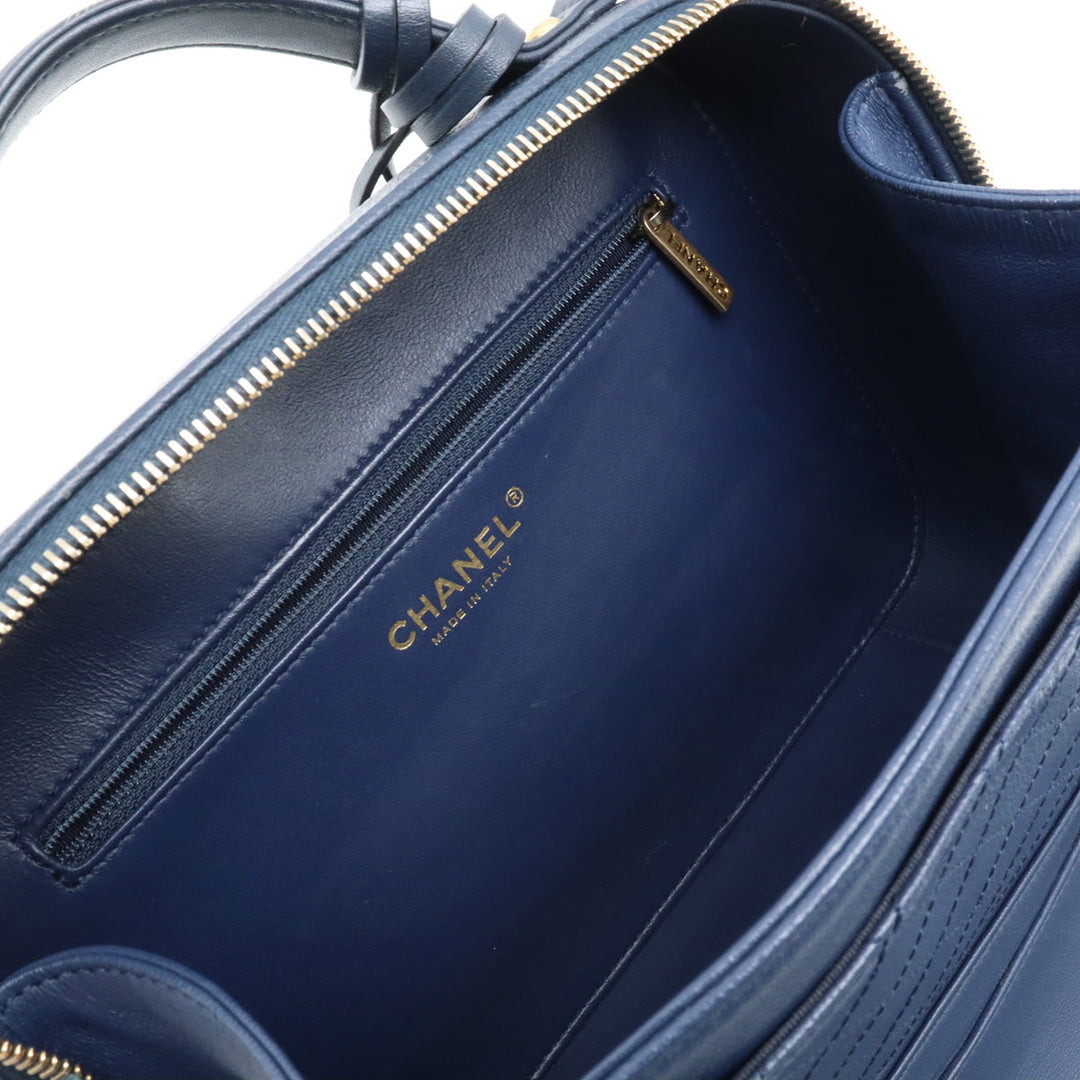 Chanel Caviar Skin Vanity Case Handbag Navy