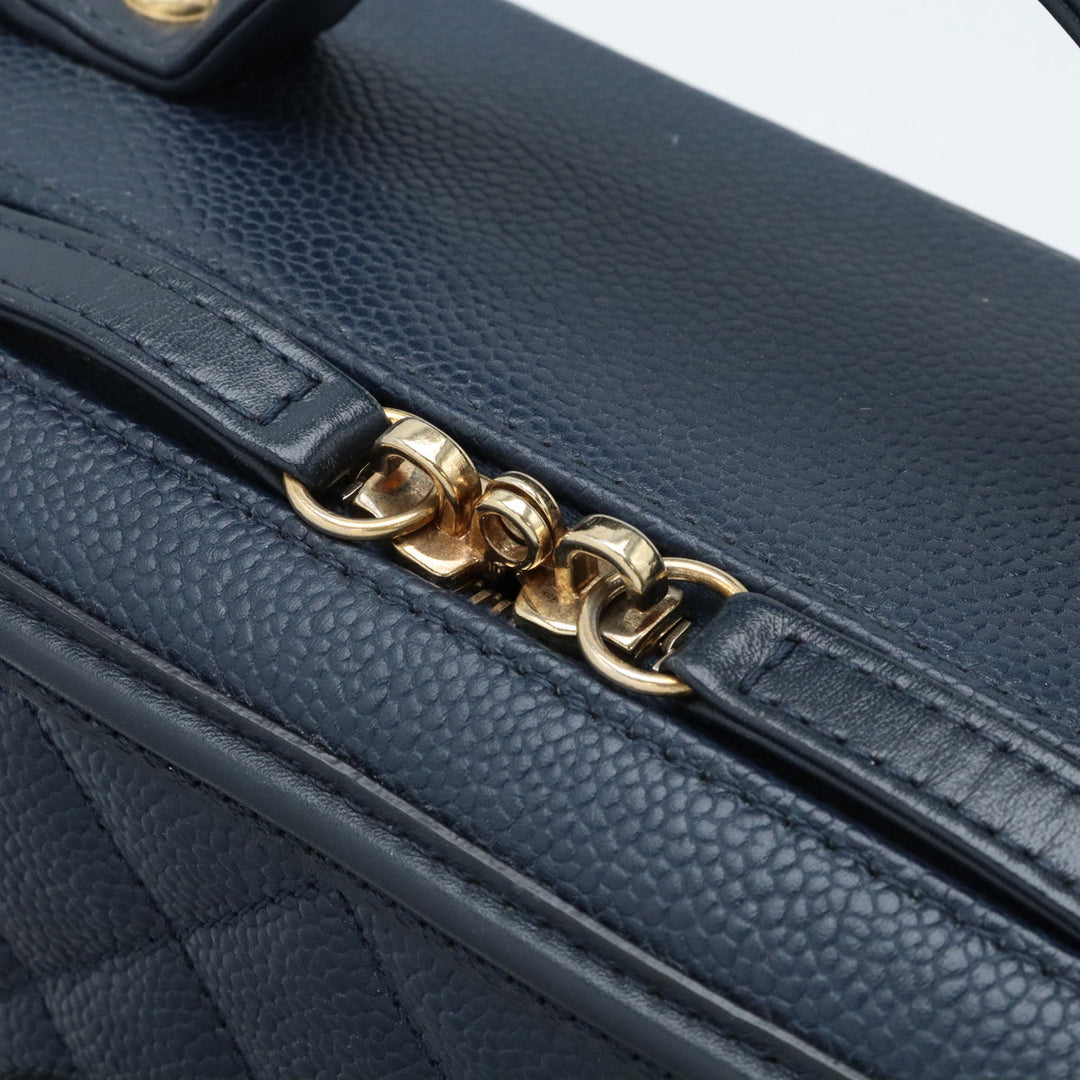 Chanel Caviar Skin Vanity Case Handbag Navy